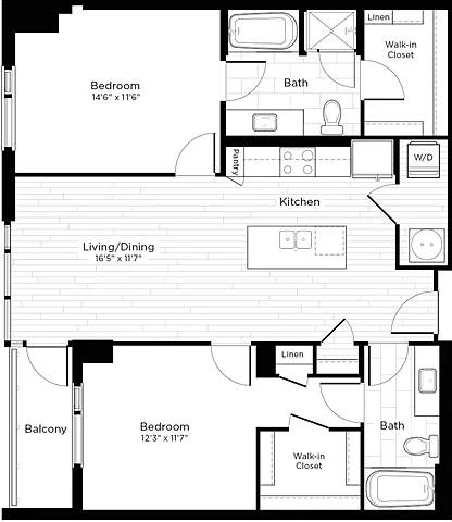 Floor plan 2G-G w/ Balcony (Affordable Housing)