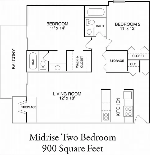 Floor plan Two bedroom midrise