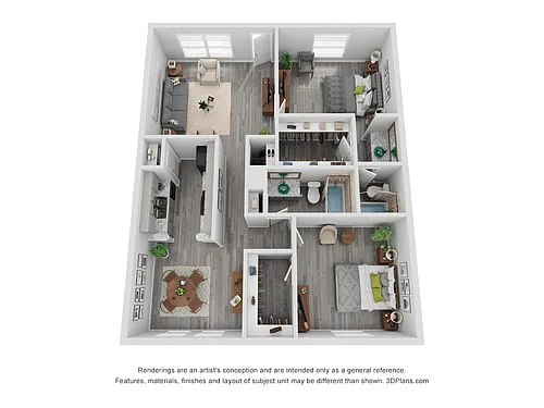 Floor plan 2x2E Renovated