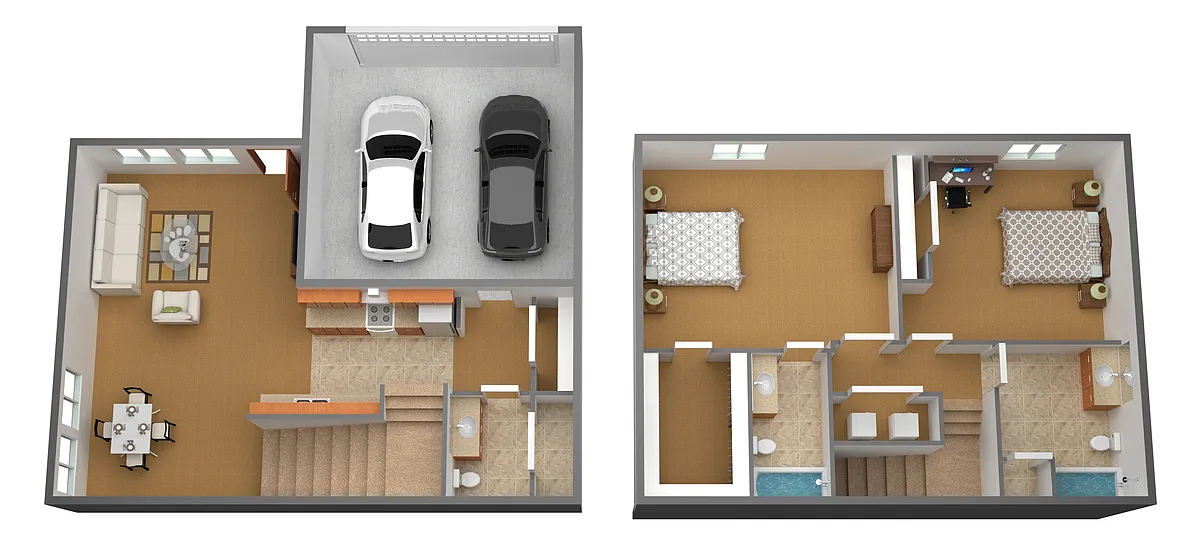 Floor plan 2 Bedroom 2.5 Bathroom-B