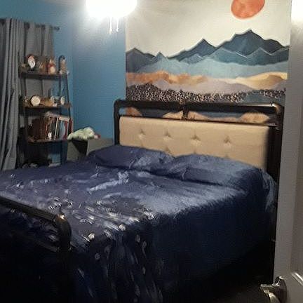 Bedroom has balcony.