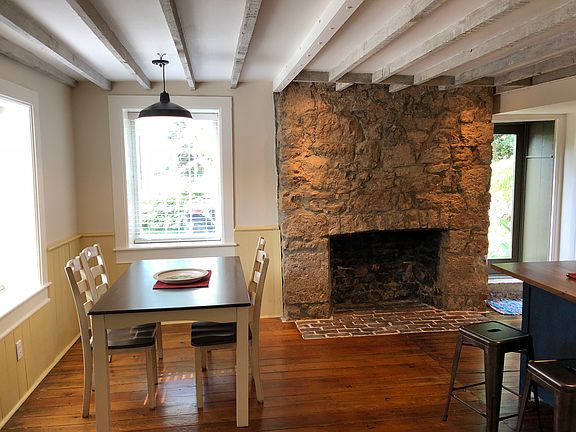 Kitchen stone fireplace
