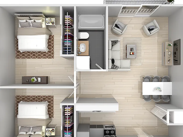 2 Bedroom x 1 Bathroom 2 Bedroom x 1 Bathroom