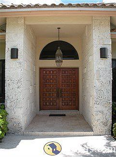 Authentic cut coral on main entry walls