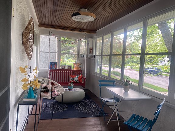 Furnished porch with hanging swing. All furniture stays unless requested to remove.