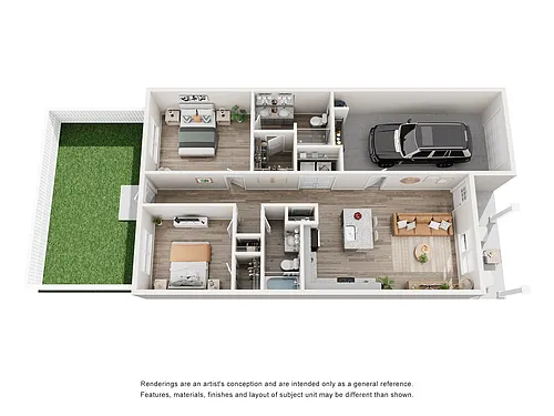 Floor plan 2 Bed Frisco w/1 Car Garage