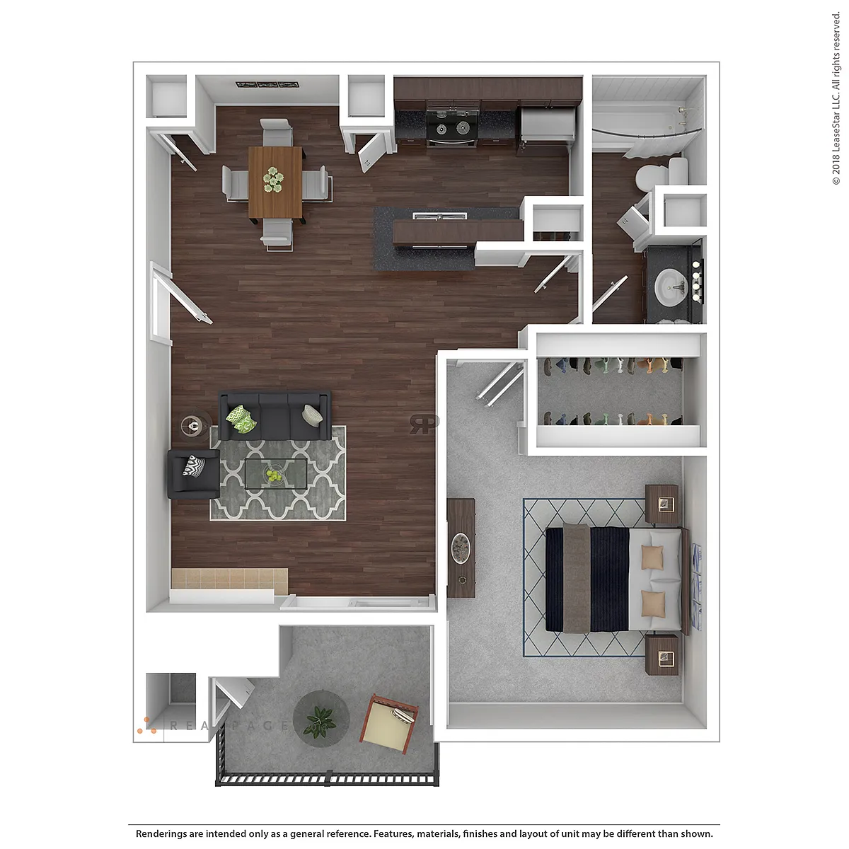 Floor plan 1E - 1 Bedroom (Cozumel E)