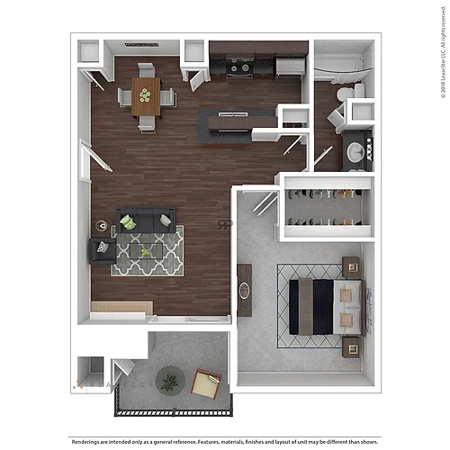 Floor plan 1E - 1 Bedroom (Cozumel E)