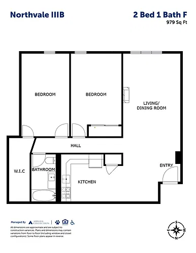 Floor plan 2 Bed 1 Bath F