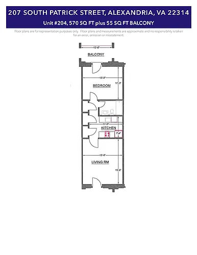 Floor plan 204-1BR with Balcony-avail 11-5-26