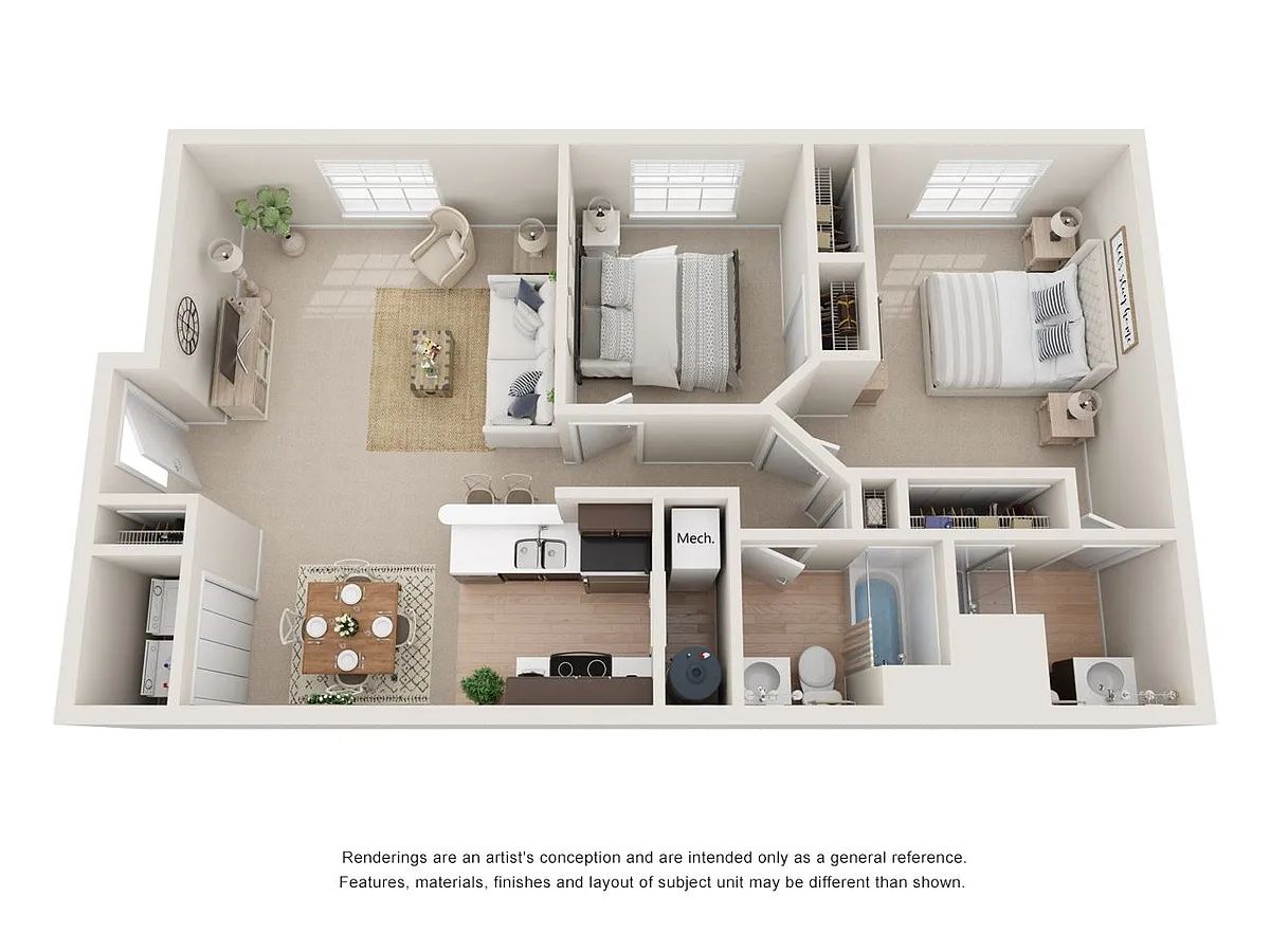 Floor plan 2 Bedroom 2 Bath Breezeway