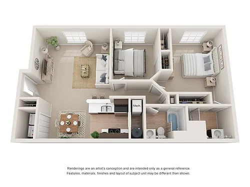 Floor plan 2 Bedroom 2 Bath Breezeway