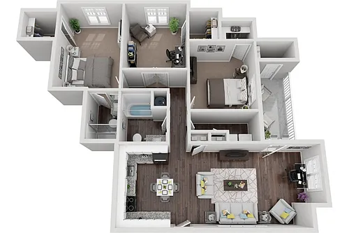 Floor plan The Oceanic 2 Bedroom 2 Bath with Den Renovated