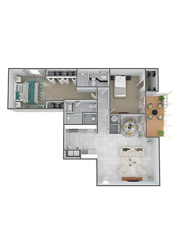 Floor plan B7R - Two Bedroom, Two Bathroom