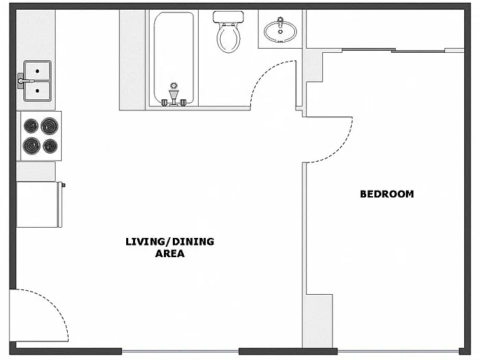 Floor plan 1 Bed / 1 Bath: Type D