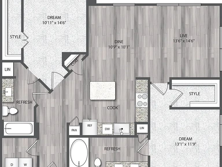 Encore Montrose - B5.1 - 2 Beds - 2 Baths - 1277 Sq. ft.