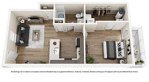 Floor plan 1 Bedroom First Level - 760sf