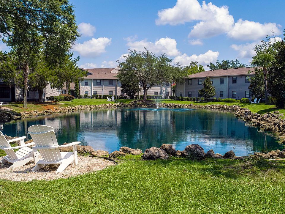 Relish serene seating areas by the pond.