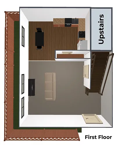 Floor plan 2 Bed 1 Bath Townhouse