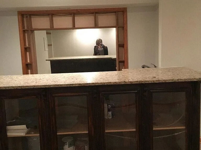 'Wet Bar' in Basement Entertainment Room with Sink.