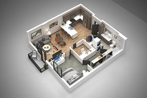 Floor plan 1.5 Bed/1 Bath