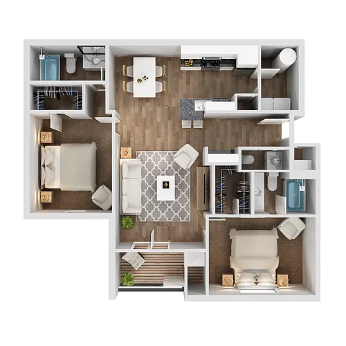Floor plan 2/2.5 1160 Sq.Ft The Lake | Crystal Lake Apartment