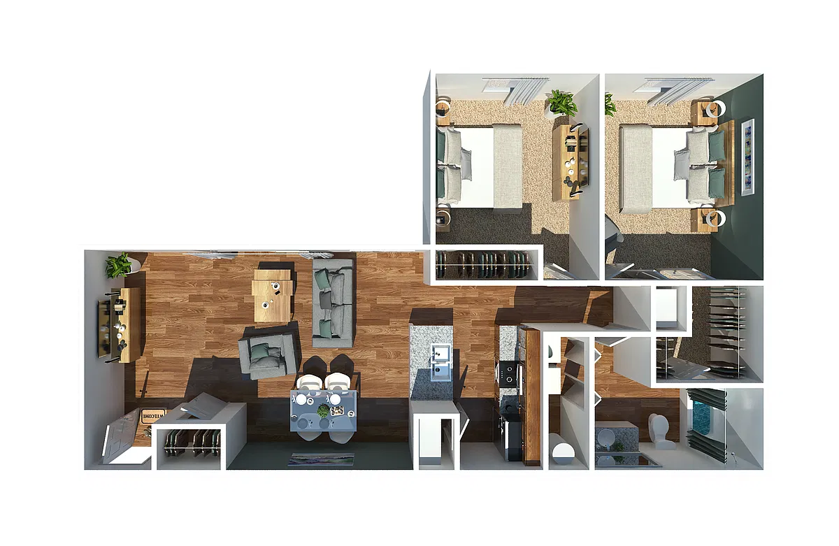 Floor plan Two Bedroom One Bathroom Large