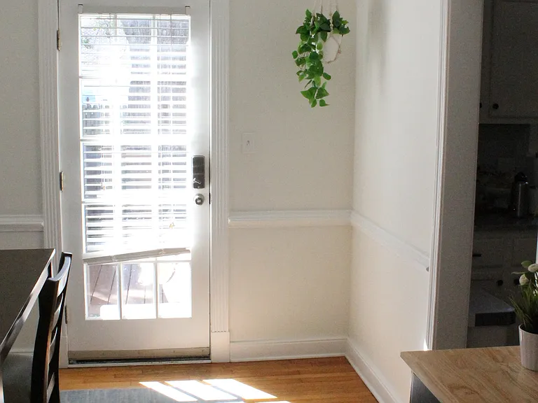 Back Door from Dining Room, kitchen to right