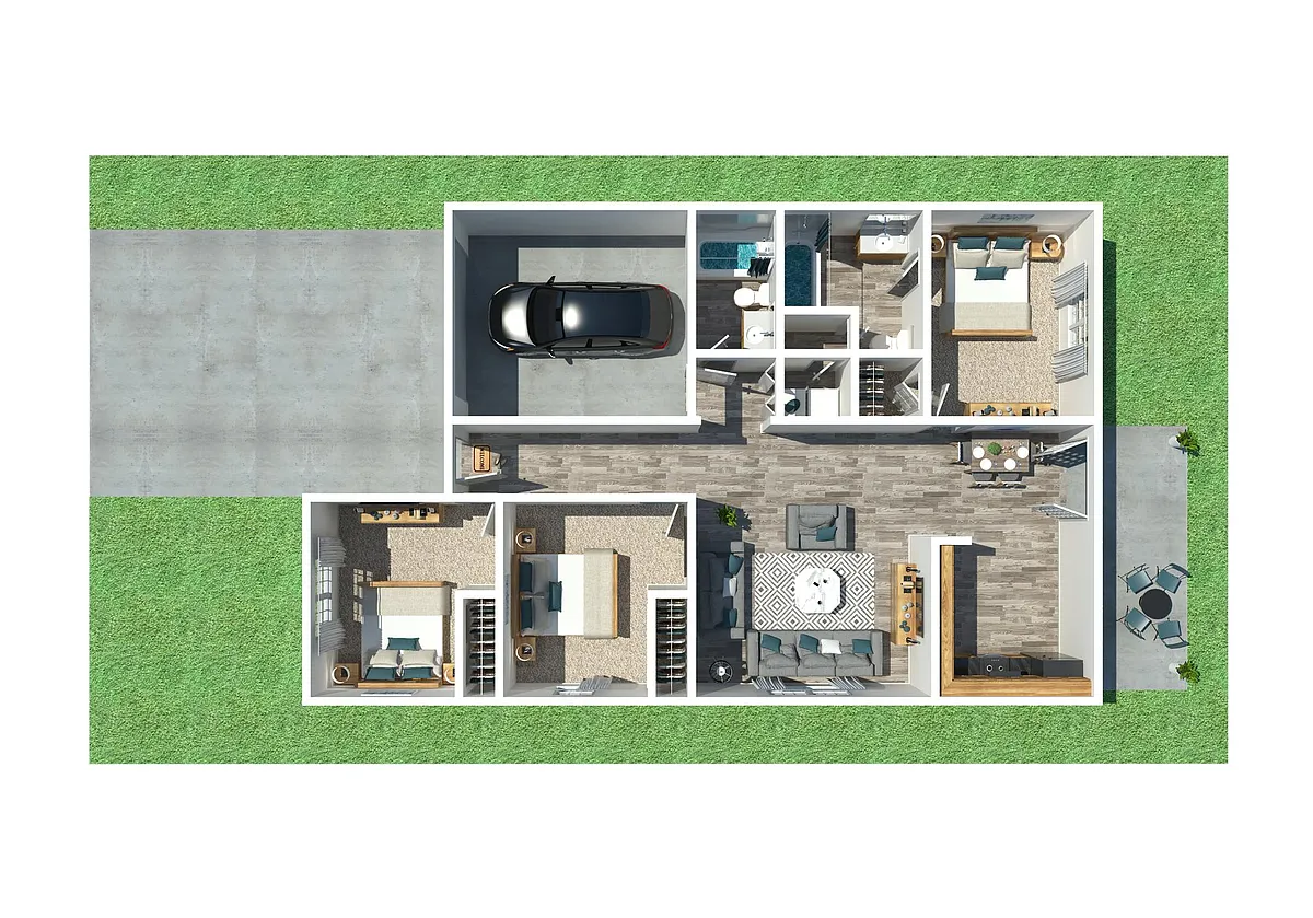 Floor plan Three Bedroom Two Bathroom Home