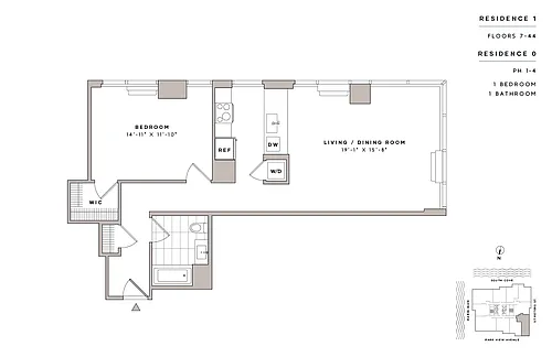 Floor plan 1 Bed1 Bath-A26
