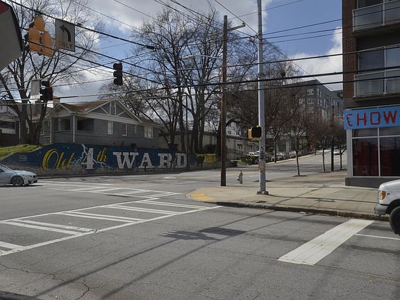 Building exterior on the right of corner. Corner of Glen Iris Dr NE and North ave NE.