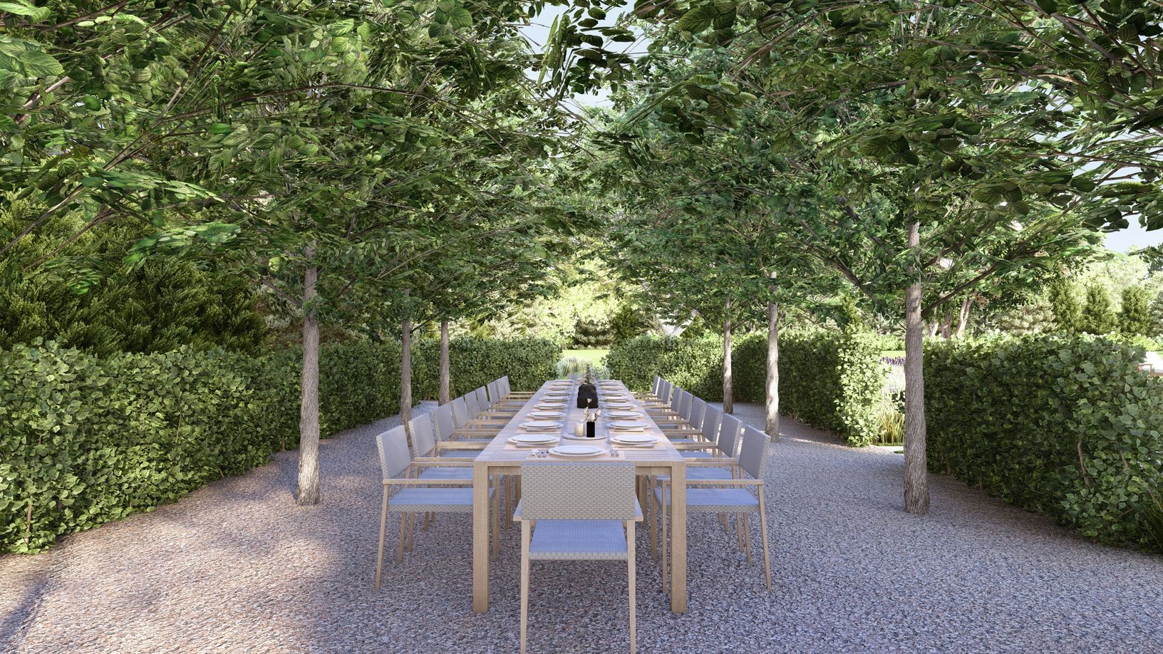  Tree lined al fresco dining pavilion