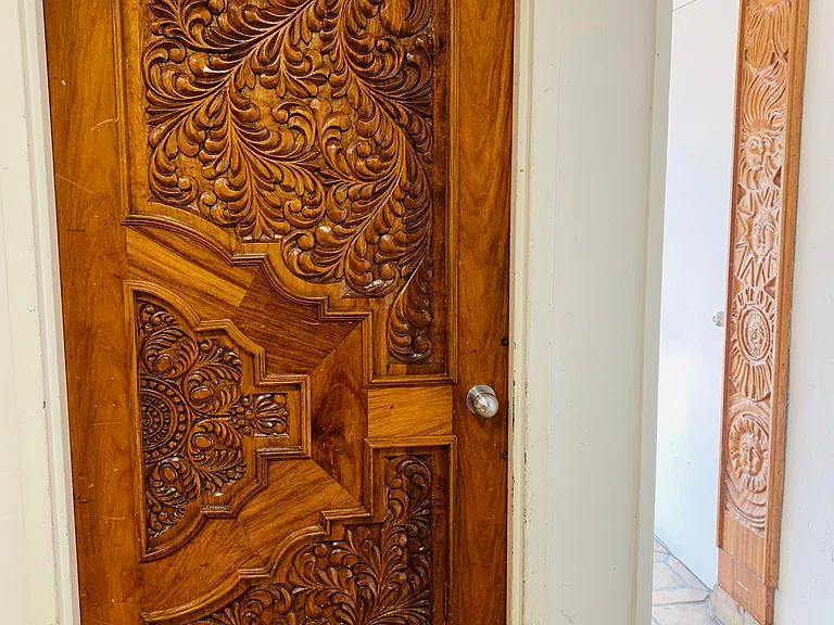 Front entry to the mailboxes and elevator