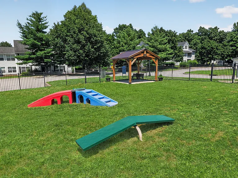 At Vista Point Apartments, enjoy a vibrant outdoor space featuring agility equipment and a cozy gazebo, perfect for relaxation and fun. This inviting area is designed for active lifestyles. Explore your new community today!