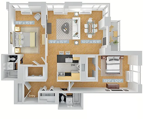 Floor plan B6-1259-2bath-upgrade