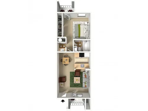 Floor plan B - 1 BR Md