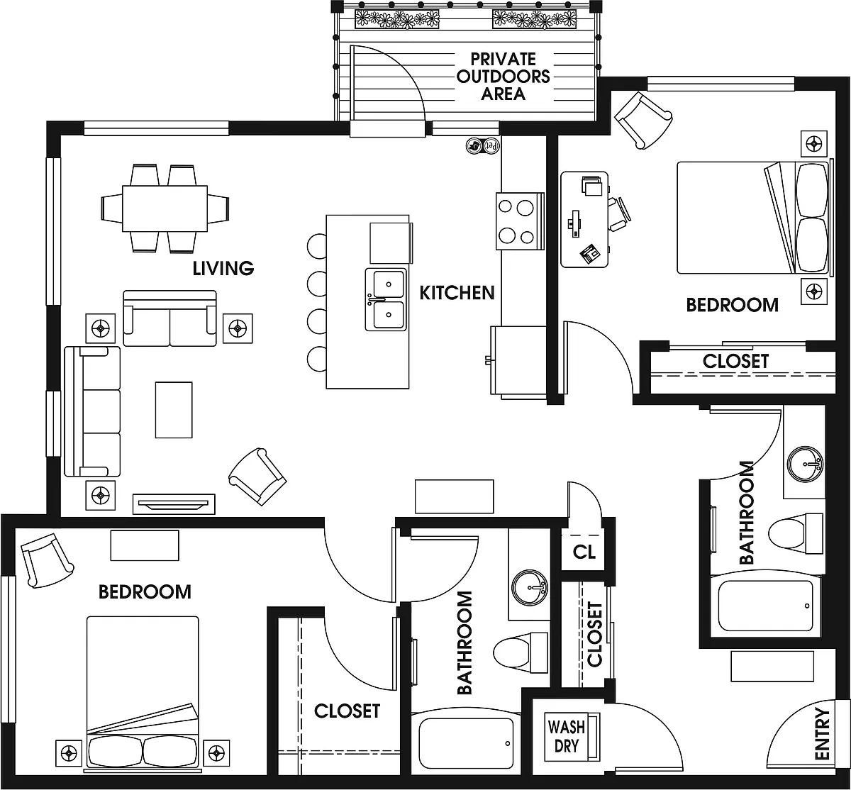 Floor plan 2 Bed/2 Bath ARCH-C3