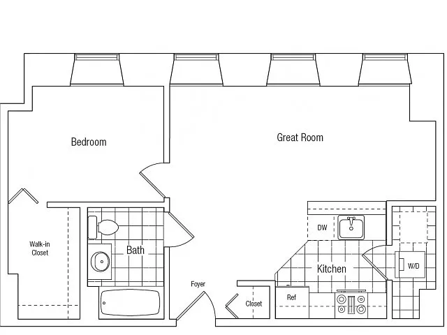 Floor plan Large 1 Bedroom - 1 Bathroom