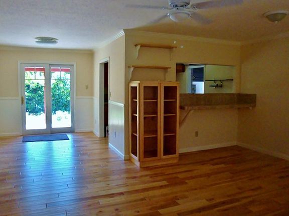 breakfast bar opening to kitchen