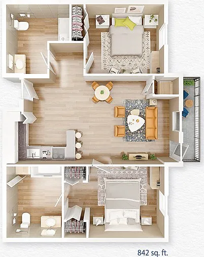 Floor plan Deluxe Two-Bedroom