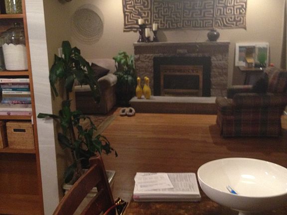 Upstairs main living area and gas fireplace