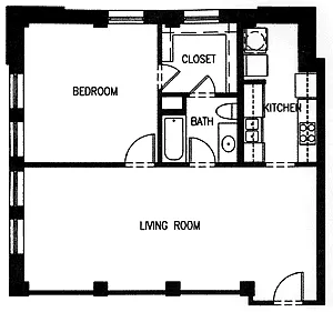Floor plan H1A 1x1 MKT