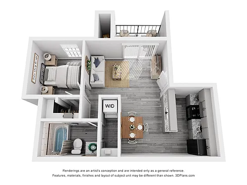 Floor plan 1 Bed 1 Bath Luxury Renovated 719 sq ft
