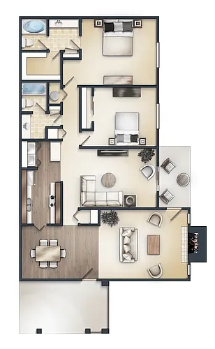Floor plan 2 Bedroom 2 Bathroom with Den