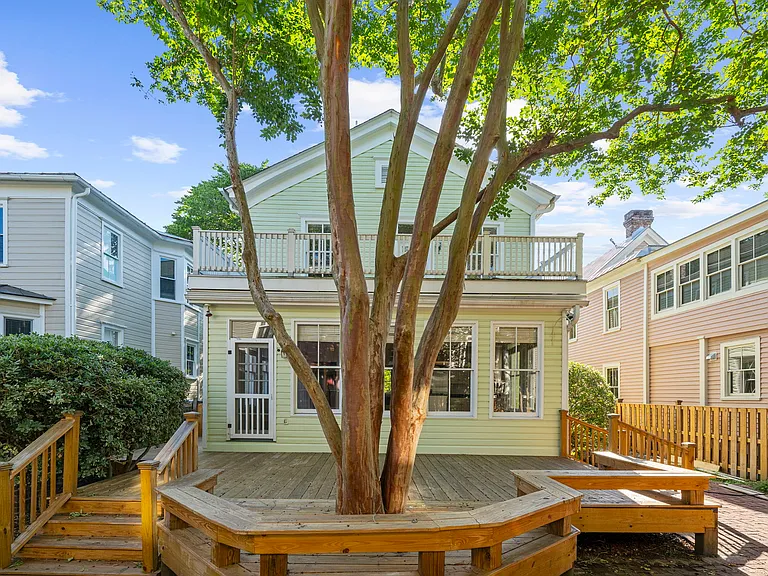 Back of House with Deck with Wraparound Bench for Sitting