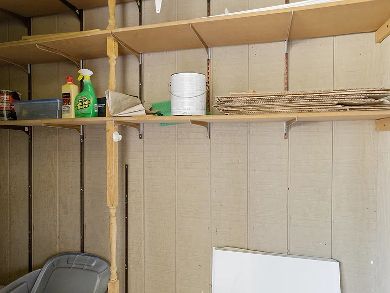View of the storage area for the kayak and other supplies