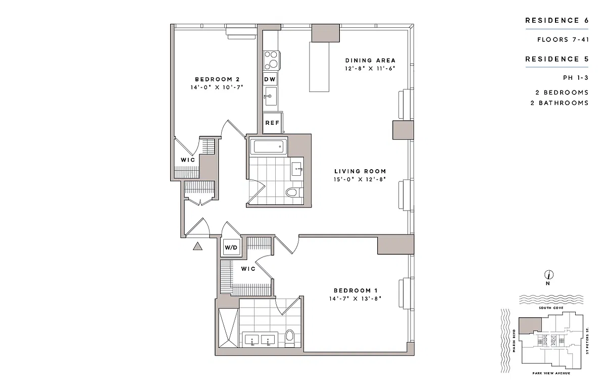 Floor plan 2 Bed2 Bath-B2