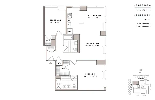 Floor plan 2 Bed2 Bath-B2