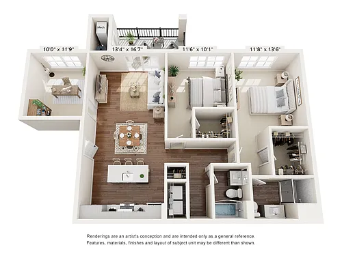 Floor plan Two Bed Den B8D
