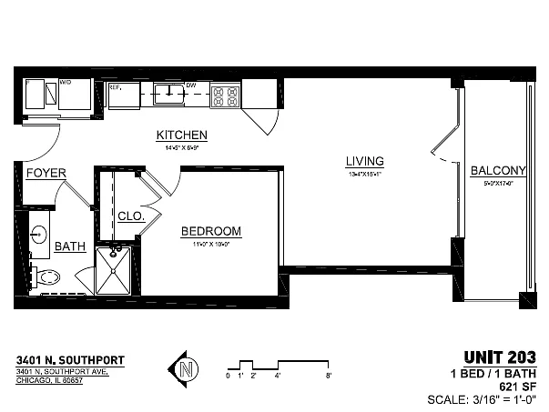 Floor plan 1 Bed x 1 Bath